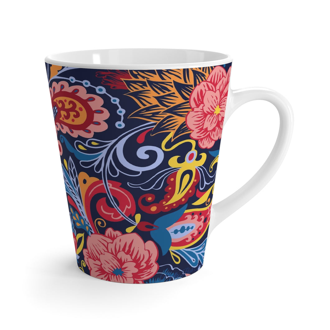 Pretty Posh Things Paisley Latte Mug—Navy, 12 oz