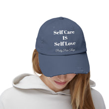 Load image into Gallery viewer, Pretty Posh Things SELF CARE IS SELF LOVE Distressed Cotton Baseball Cap