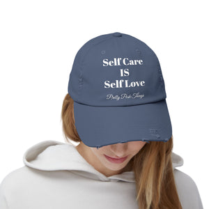 Pretty Posh Things SELF CARE IS SELF LOVE Distressed Cotton Baseball Cap