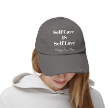 Load image into Gallery viewer, Pretty Posh Things SELF CARE IS SELF LOVE Distressed Cotton Baseball Cap