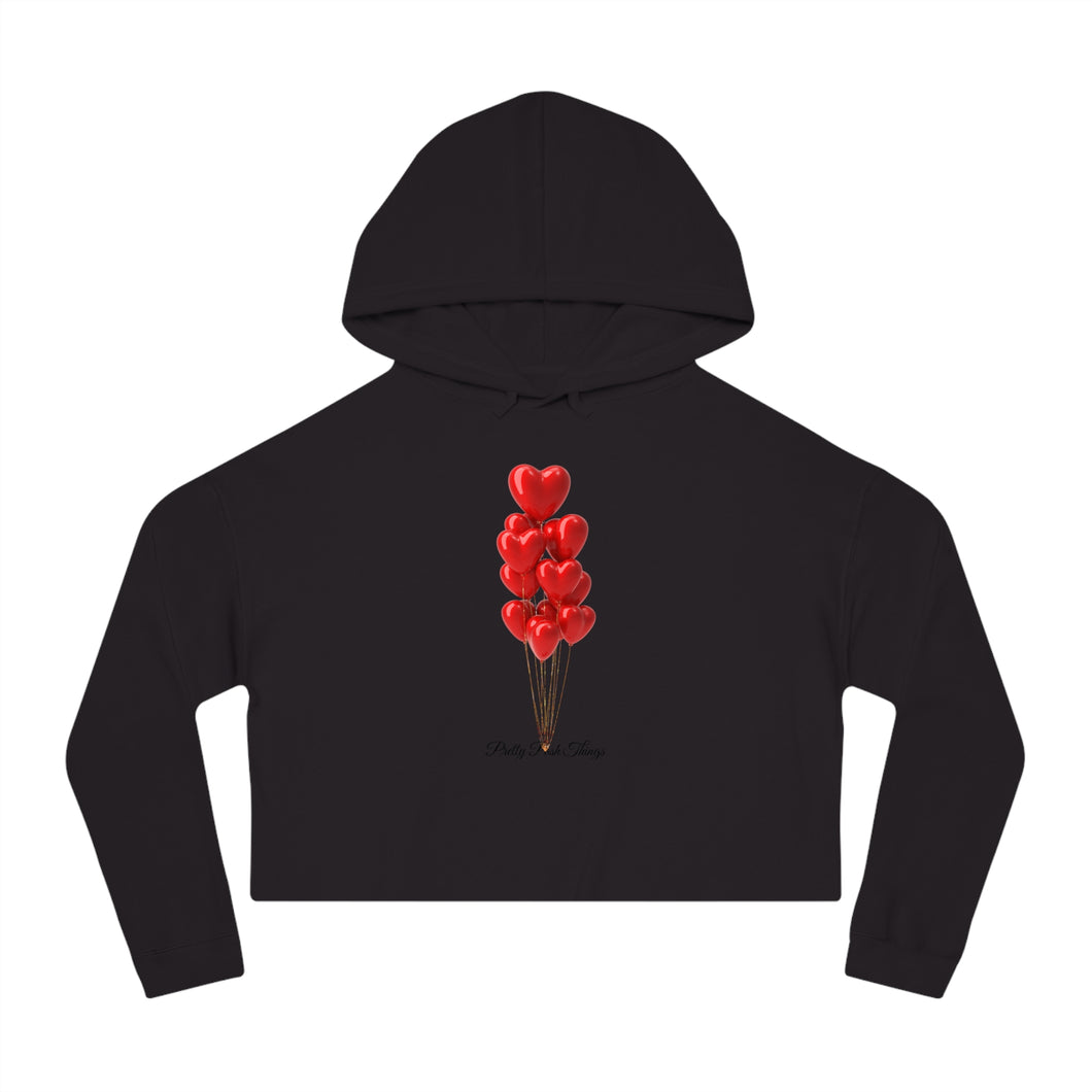 Pretty Posh Things Red Heart Balloons Cropped Hoodie