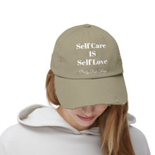 Load image into Gallery viewer, Pretty Posh Things SELF CARE IS SELF LOVE Distressed Cotton Baseball Cap