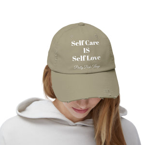 Pretty Posh Things SELF CARE IS SELF LOVE Distressed Cotton Baseball Cap