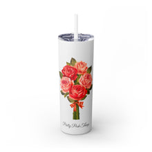 Load image into Gallery viewer, Pretty Posh Things Bouquet of Red &amp; Pink Roses Skinny Tumbler with Straw, 20oz