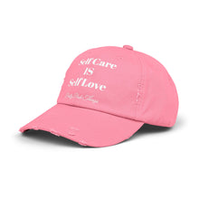 Load image into Gallery viewer, Pretty Posh Things SELF CARE IS SELF LOVE Distressed Cotton Baseball Cap