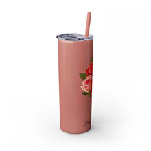 Load image into Gallery viewer, Pretty Posh Things Bouquet of Red &amp; Pink Roses Skinny Tumbler with Straw, 20oz