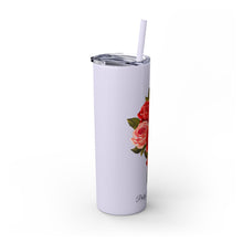 Load image into Gallery viewer, Pretty Posh Things Bouquet of Red &amp; Pink Roses Skinny Tumbler with Straw, 20oz