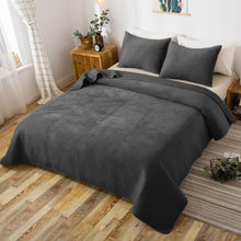 Load image into Gallery viewer, Kasentex Ultra Soft Plush Poly-Velvet Quilt Set, Queen, King, Room Decor, Graduation Gifts, Fathers Day Gift