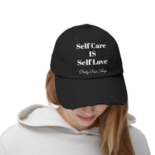 Load image into Gallery viewer, Pretty Posh Things SELF CARE IS SELF LOVE Distressed Cotton Baseball Cap