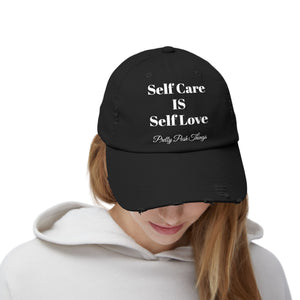 Pretty Posh Things SELF CARE IS SELF LOVE Distressed Cotton Baseball Cap