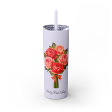 Load image into Gallery viewer, Pretty Posh Things Bouquet of Red &amp; Pink Roses Skinny Tumbler with Straw, 20oz