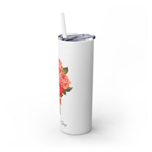 Load image into Gallery viewer, Pretty Posh Things Bouquet of Red &amp; Pink Roses Skinny Tumbler with Straw, 20oz