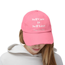 Load image into Gallery viewer, Pretty Posh Things SELF CARE IS SELF LOVE Distressed Cotton Baseball Cap