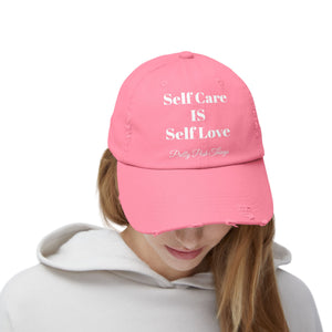 Pretty Posh Things SELF CARE IS SELF LOVE Distressed Cotton Baseball Cap