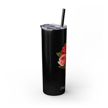 Load image into Gallery viewer, Pretty Posh Things Bouquet of Red &amp; Pink Roses Skinny Tumbler with Straw, 20oz