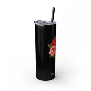 Pretty Posh Things Bouquet of Red & Pink Roses Skinny Tumbler with Straw, 20oz