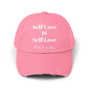 Pretty Posh Things SELF CARE IS SELF LOVE Distressed Cotton Baseball Cap