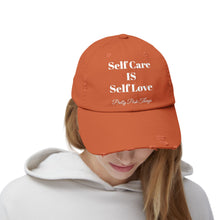 Load image into Gallery viewer, Pretty Posh Things SELF CARE IS SELF LOVE Distressed Cotton Baseball Cap