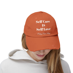 Pretty Posh Things SELF CARE IS SELF LOVE Distressed Cotton Baseball Cap