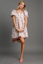 Load image into Gallery viewer, Umgee Heart Jacquard Square Neck Puff Sleeve Mini Dress