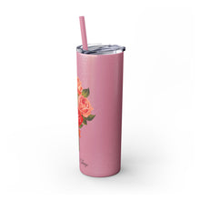 Load image into Gallery viewer, Pretty Posh Things Bouquet of Red &amp; Pink Roses Skinny Tumbler with Straw, 20oz