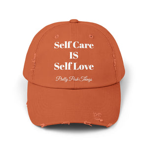 Pretty Posh Things SELF CARE IS SELF LOVE Distressed Cotton Baseball Cap