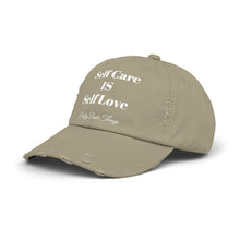 Load image into Gallery viewer, Pretty Posh Things SELF CARE IS SELF LOVE Distressed Cotton Baseball Cap