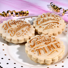 Load image into Gallery viewer, Embossed Birthday Cookie Stamp - "HBD" HAPPY BIRTHDAY