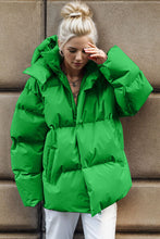 Load image into Gallery viewer, Pocketed Zip Up Hooded Puffer Jacket