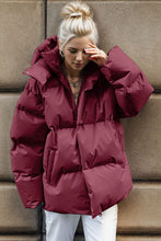 Load image into Gallery viewer, Pocketed Zip Up Hooded Puffer Jacket